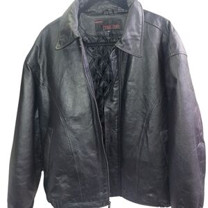 Phase Two Men's Black Leather Jacket Quilted Liner